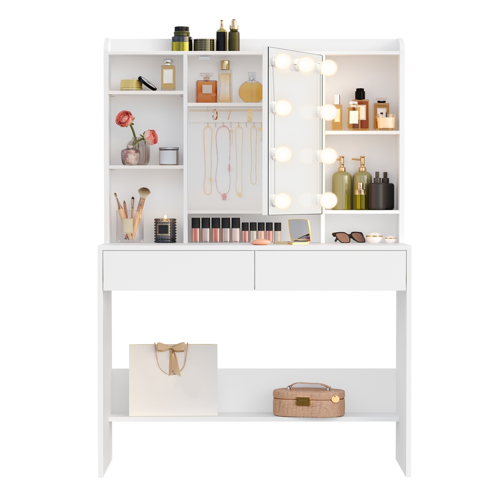 VASAGLE Schminktisch mit Spiegel und Schubladen modern B34RDT126W01
