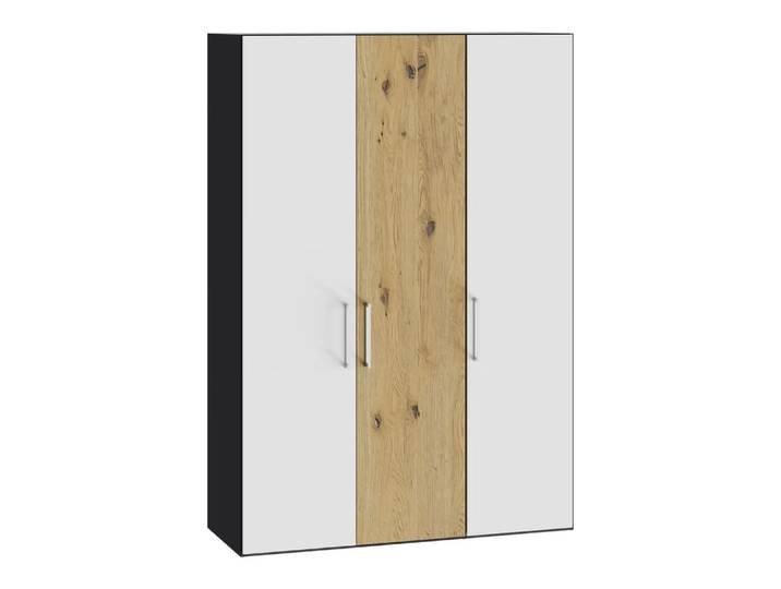 Drehtürenschrank Atlantis, Byyu, glas bianco matt/wildeiche bianco
