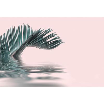 Fototapete LIVING WALLS "ARTist Palm Leaf Water", grau (grau, rosa), B:4m L:2,7m, Vlies, Tapeten, Vlies, Wand, Schräge