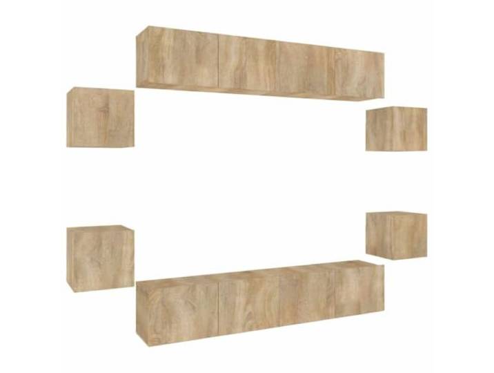hliofuir 8-TLG. TV-Schrank-Set Sonoma-Eiche Wandmontage Holzwerkstoff Flexible Hängeboards für Wohnbereich und Gästezimmer bieten vielseitige Ablageflächen und modernes Design.