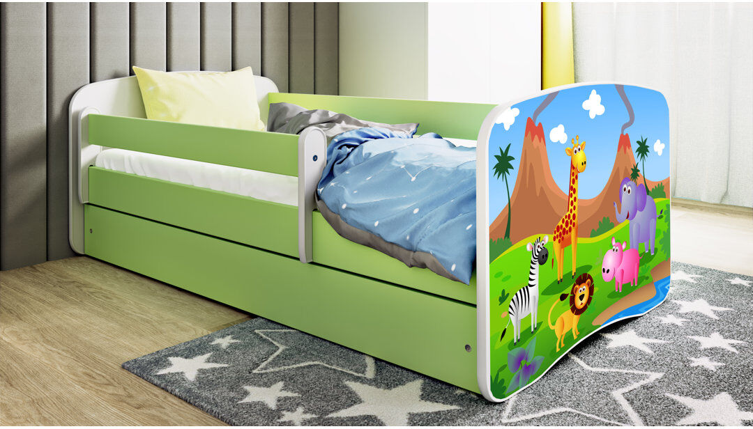 Zipcode Design Cicero Drawer Convertible Bed and Mattress Green Toddler (70 x 140 cm)