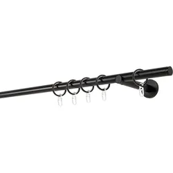 20mm,1-läufig,Rohr,Wandträger 12cm,Endstück match Farbe: Schwarz, Größe: 110cm