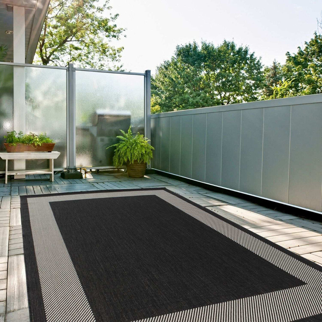 THE RUGS Ecology Collection Geometric Area Rug Black Rectangle 240 x 340 cm