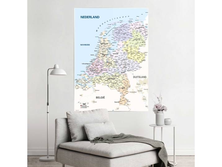 Poster Giant XXL Schulkarte Niederlande Material: Papier Motiv: Länder & Weltkarten Blau/Blau 100 x 140 x 0cm