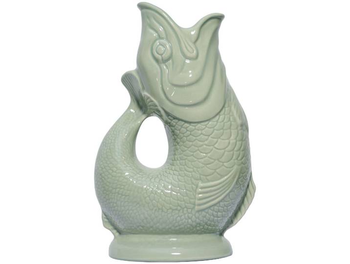 Gluckigluck Karaffe mit „Gluck-Gluck“-Geräusch 27,5/17/9,5 cm, Salbeigrün, Keramik, Tiere, 1.2 L, Organisch, handgemacht, Geschirr, Kannen & Karaffen, Wasserkaraffen & Krüge