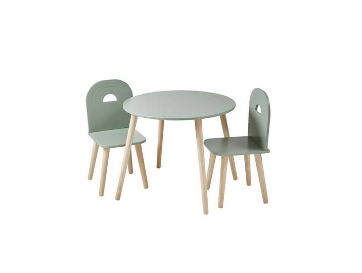 vertbaudet Kindertisch Kinderzimmer-Set: Tisch & 2 Stühle REGENBOGEN