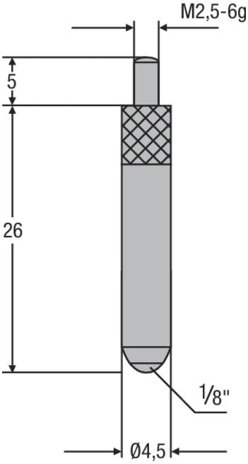 Helios-Preisser HM insert de mesure M2,5mm embout sphérique 1/8