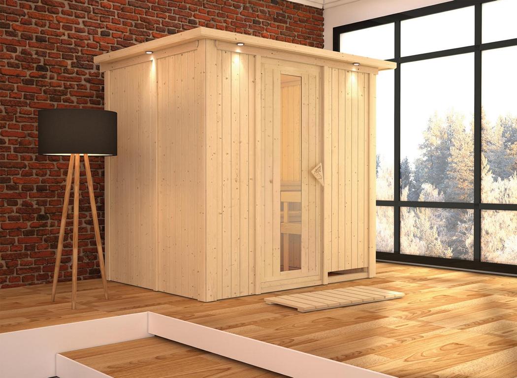 KARIBUHOLZT Sauna Bodin Front, o. Zub. m.Isoliertür u.Dachkranz 09231396