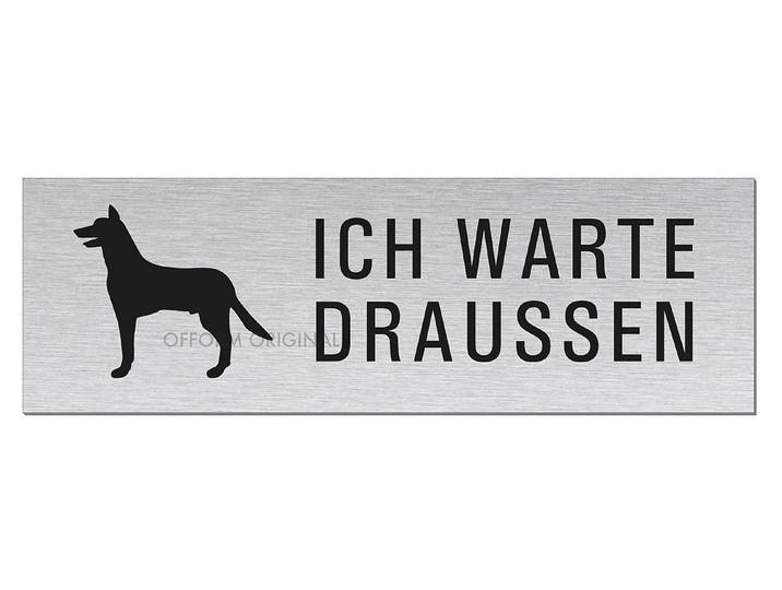 Alu-Schild Ich warte draussen 8 × 25 cm