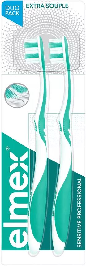 Elmex - Senstive Professional Extra Weich Zahnbürste, Sanfte Reinigung Extrem Empfindlicher Zähne, Duo, Sensitive Professional, 2 Stück