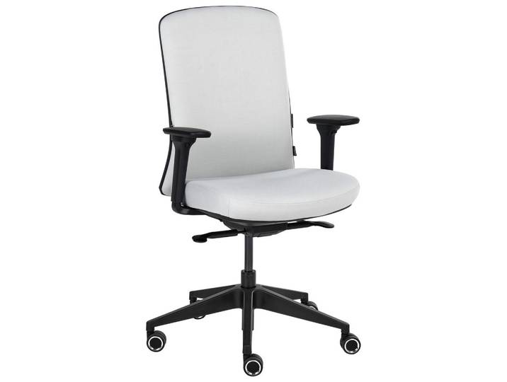 Beliani Bürostuhl Stoff Hellgrau Kamilon, Hellgrau, Grau, Schwarz, 60x98x65 cm, Büromöbel, Bürostühle, Drehstühle