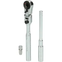 KS Tools 1/4" Bit-Gelenk-Umschaltknarren-Satz mit Steckadapter für Stecknüsse, 3-tlg - 918.1590