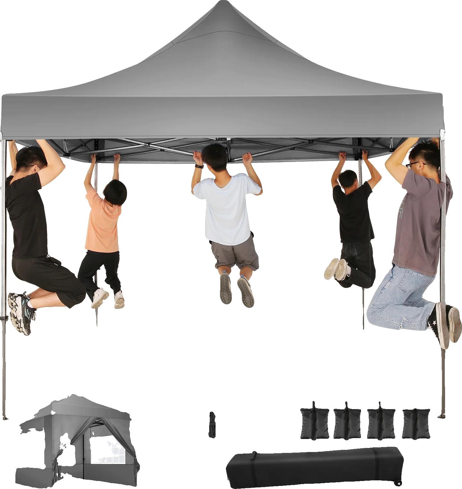 Pavillon, robuster Rahmen, wasserdichtes Design, Grau, 3X3M