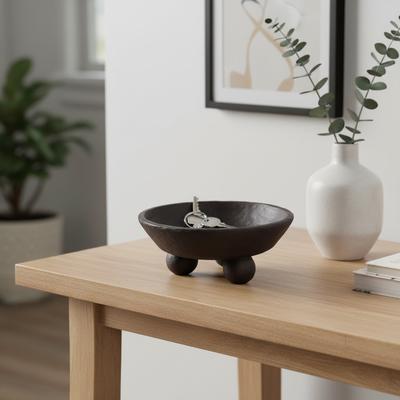 Sagebrook Home Decorative Textured Bowl with Triple-Sphere Feet Base