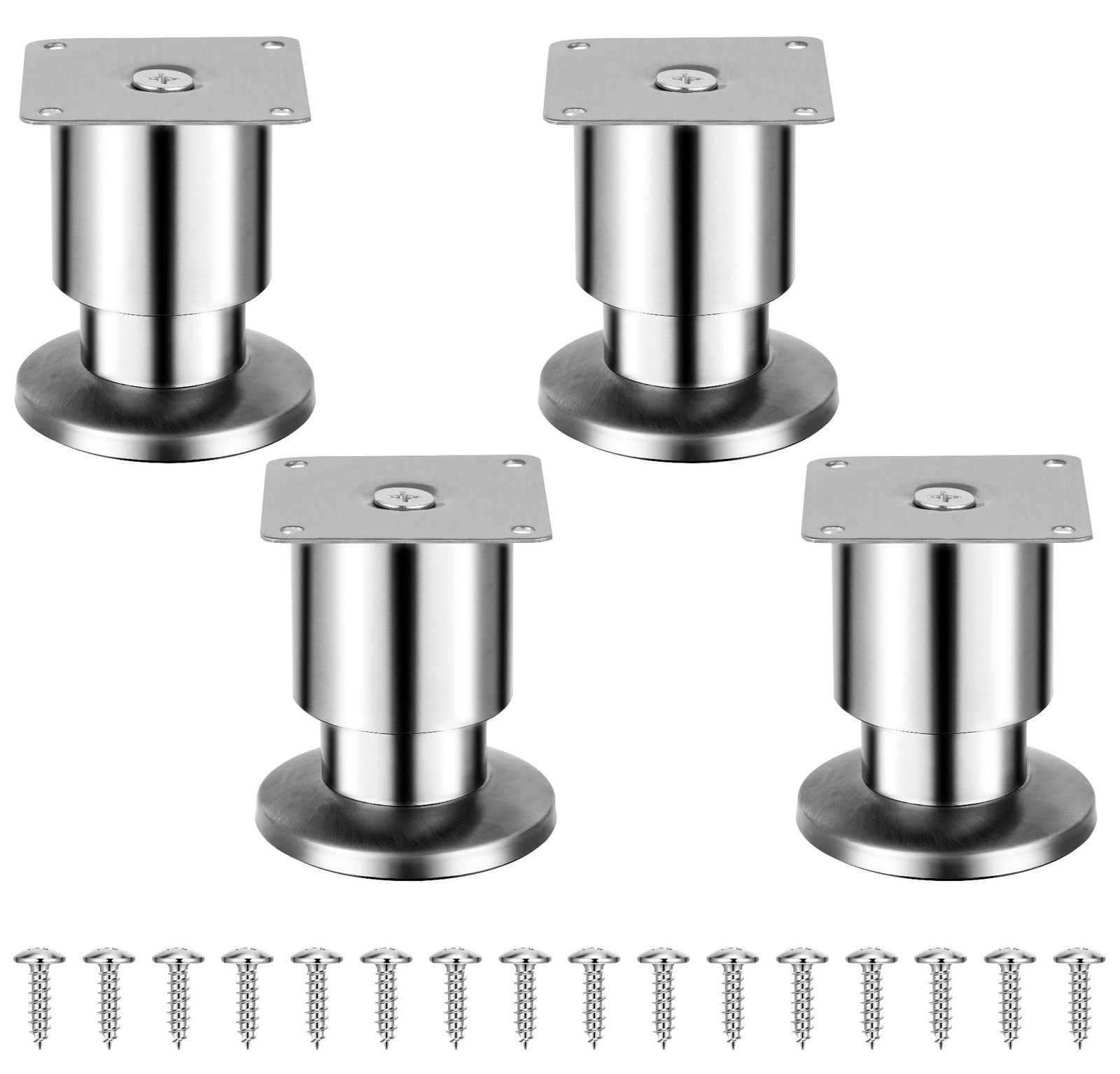 Set van 4 verstelbare RVS meubelpoten