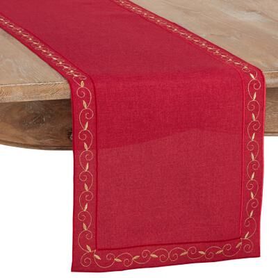 Saro Lifestyle Holiday Table Runner With Embroidered Border Design