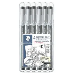 Staedtler 6er-Box Pigment Liner »Johanna Basford Wonderbeast Edition« grau