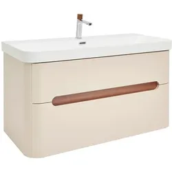 SAT Fusion Waschtisch mit Unterschrank und Armatur 97,5x53x45 cm sandbeige matt SATFUSION2100BEUBA