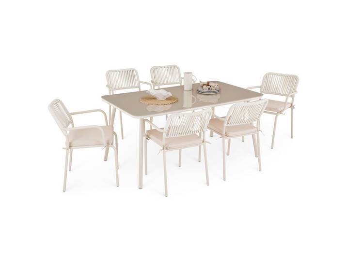 GARTENMÖBEL SET VOLONTE 7er Set beige, cremeweiß