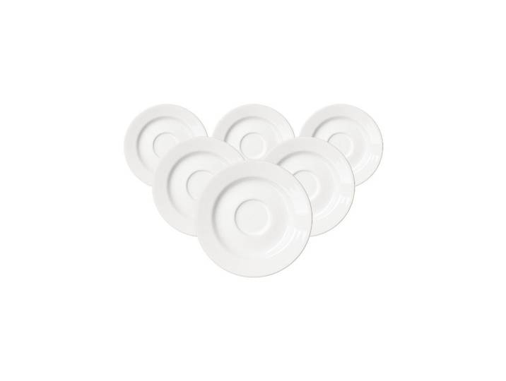 Ritzenhoff Breker Espressountertassen Volos weiß ø 12,5 cm 6er Set, Weiß, Keramik, Rund, Geschirr, Tassen, Untertassen