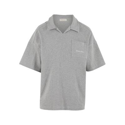 Poloshirt ANOTHER COTTON LAB "Another Cotton Lab", Herren, Gr. S, grau, 100% Baumwolle, oversize, amerikanischer Ausschnitt, Shirts