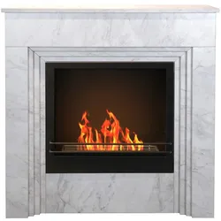 Divina Fire BELLINI Standkamin mit Bioethanol-Technologie in weißer Marmoroptik, hergestellt in Italien, L 96 x T 35 x H 96