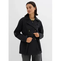 bonprix kurzer Trenchcoat, schwarz, Gr.38, Eleganter kurzer Trenchcoat, 65% Baumwolle
