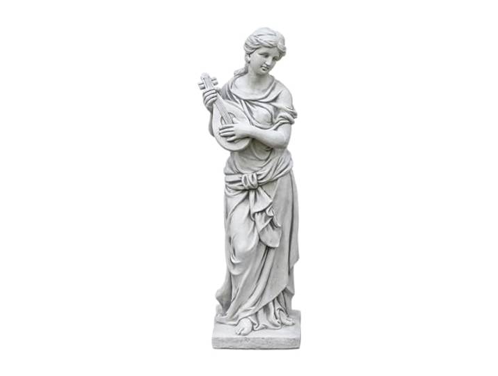 gartendekoparadies.de Statue der Euterpe mit Mandoline, Steinfigur, H. 117 cm, 98 kg, Grau, frostsicher aus Steinguss für Außenbereich