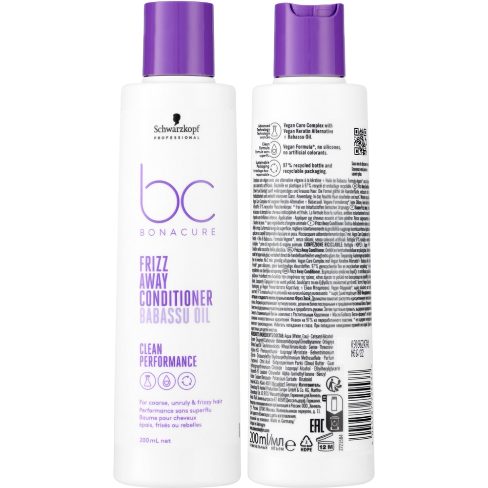 Schwarzkopf BONACURE Clean Performance Frizz Away Conditioner 200mL