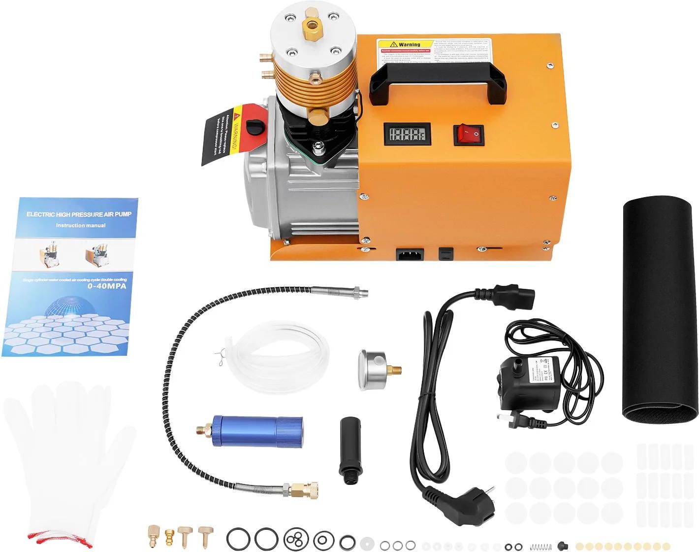 PCP Luftkompressor - Tragbare Hochdruckpumpe 300 bar 30MPa 4500PSI 220V 1,8kW 100L/min EU-Stecker - Orange