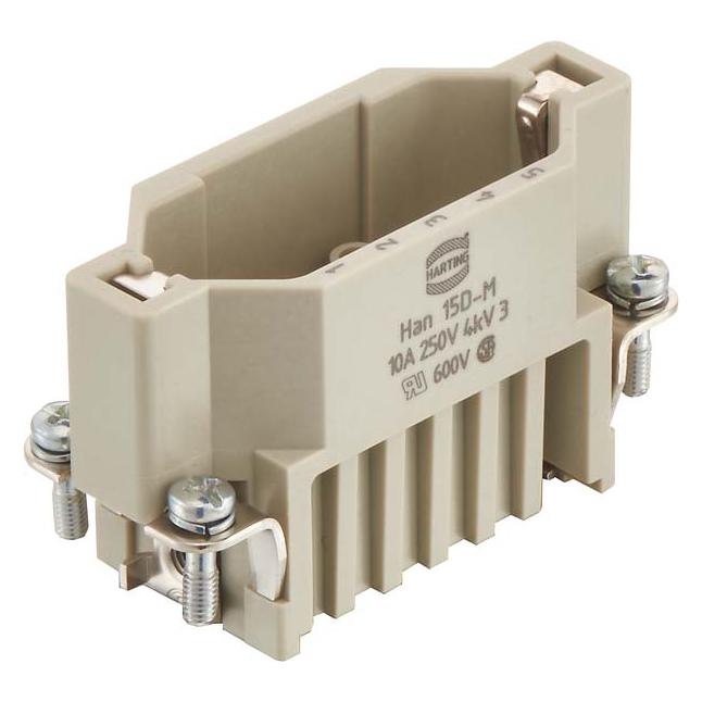 Harting HAN D Steckverbinder, Einsatztyp 10A Crimpanschluss max 2,5mm2, 10A 15 polig (09210153001)