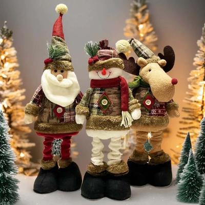 Inspire Essentials Adjustable Christmas Plush Doll Decoration Santa Snowman Elk Holiday Ornament snowman