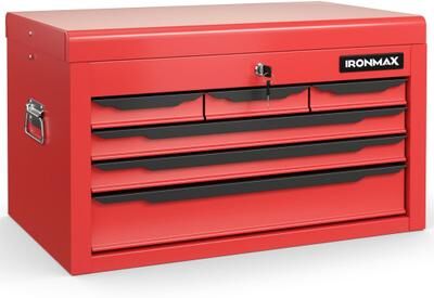 Costway 24 Inch Tool Chest Case with 6 Drawers and Top Storage for Garage Repair Shop & Warehouse-Red