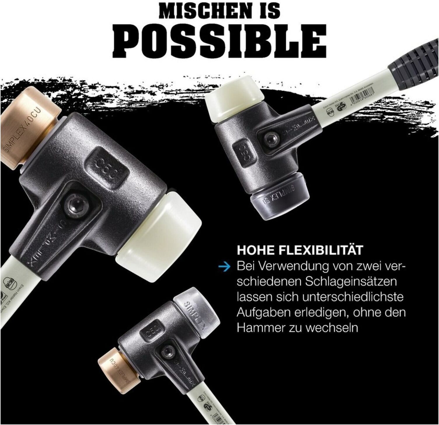 Halder SchonhammerSimplex Fiber. 60mm Gummi/Nylon (3728.060)