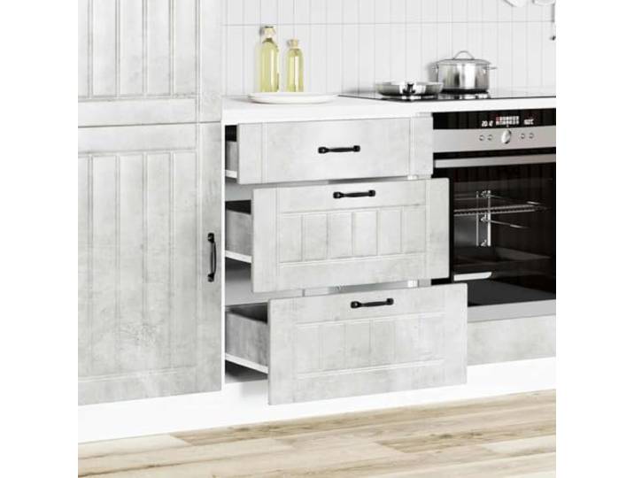 KTHLBRH Küchenschrank Lucca grau Beton 60 x 46 x 81,5 cm Stabile Spanplatte, verstellbare Füße, großer Stauraum, max. Belastung 50 kg