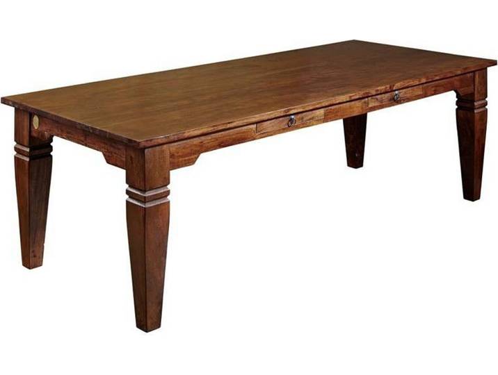 MASSIVMOEBEL24 Table à manger 200x100 Acacia laqué Nougat OXFORD #606