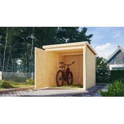 Karibu Fahrradgarage 19 mm SET naturbelassen mit Dachfolie