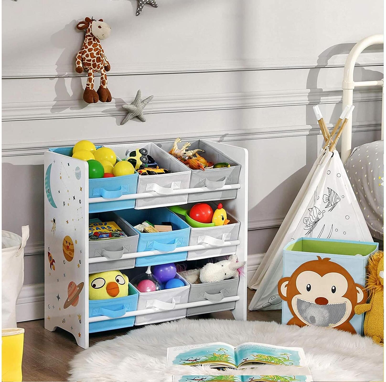 Bücherregal SONGMICS "Weiss", Baby, Gr. B/H/T: 62,5cm x 60cm x 29,5cm, weiss (weiß, weiß), Regale Bücherregal weiß, weiß B/H/T: 62,5cm x 60cm x 29,5cm