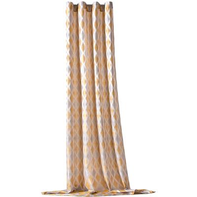 Vorhang WECKBRODT "Raute" Gr. 1, gelb (senf, silberfarben), B:140cm H:245cm, Jacquard, Polyester, Gardinen, Jacquard, strukturiert, blickdicht, Muster Raute, Gardine, Store