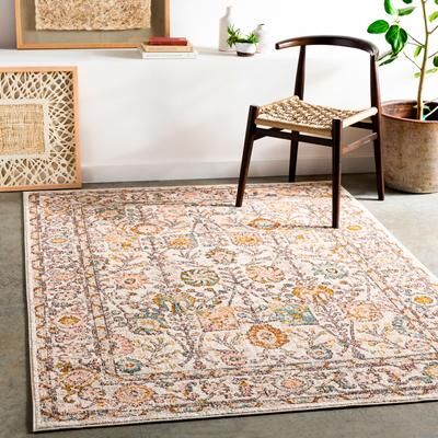 Livabliss Willa Bordered Floral Area Rug