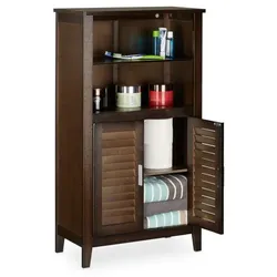 Relaxdays Badezimmerschrank dunkelbraun LAMELL Dunkelbraun,Silber
