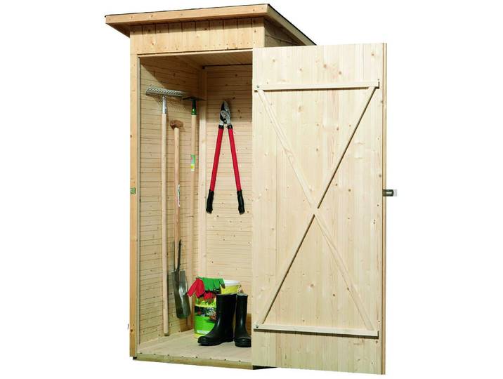 Garten-Geräteschrank WEKA Garten-/Terrassenschrank 361 Gr.1 , beige (naturbelassen), Massivholz, Metall, Gerätehäuser, Garten-Geräteschrank, Flachdach, 14mm