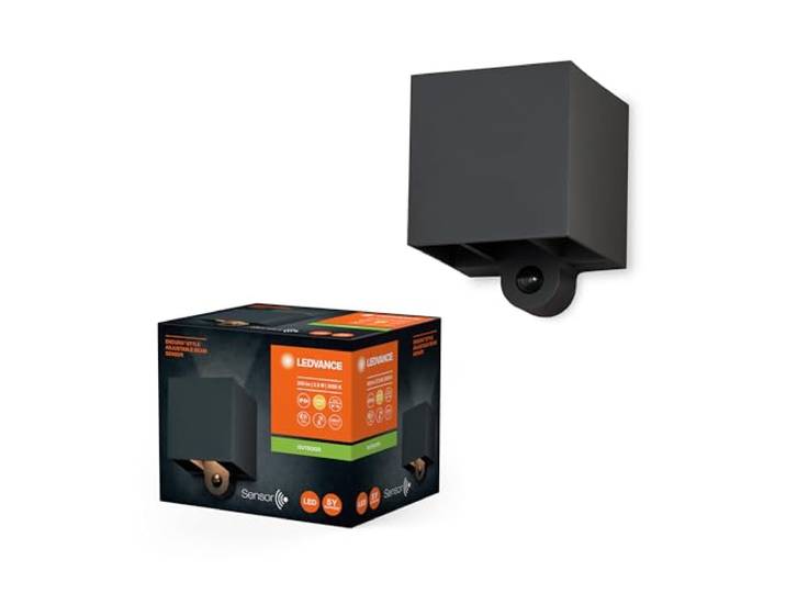 LEDVANCE ENDURA STYLE ADJ BEAM Außenbeleuchtung, 2,5W, 180lm, dunkelgrau, indirekte Beleuchtung, Bewegungsmelder, Tageslichtsensor, IP54 Schutzklasse, 3.000K Farbtemperatur, warmweiße Lichtfarbe