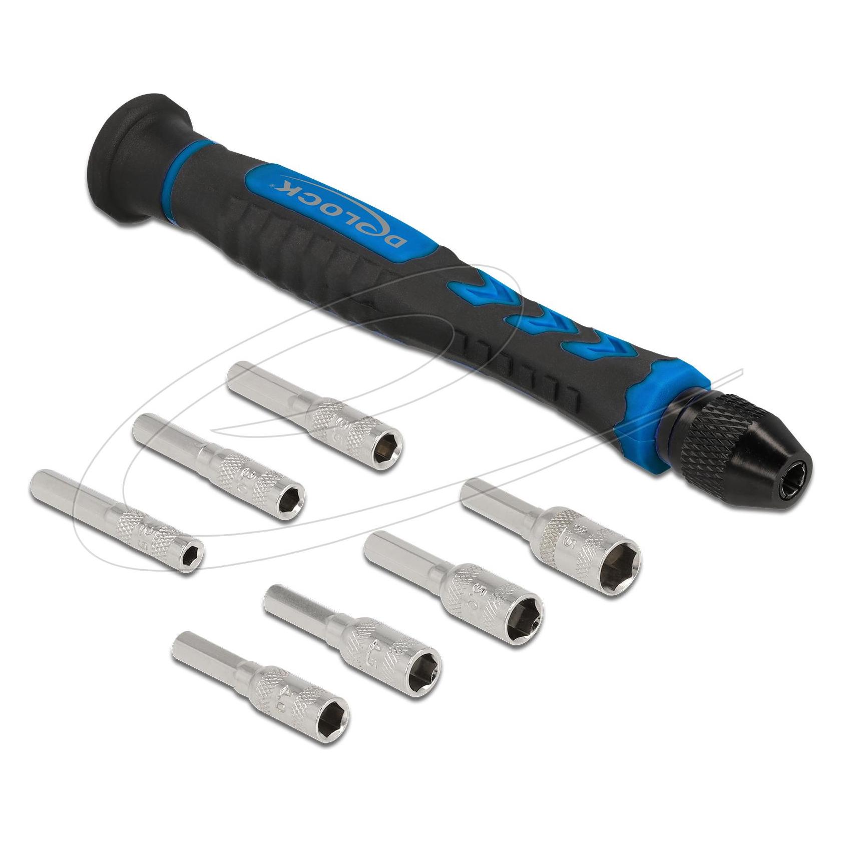 Delock Schraubendreherset 8-teilig Aubensechskant Hohlschaft 2,5 - 5,5mm (90551)