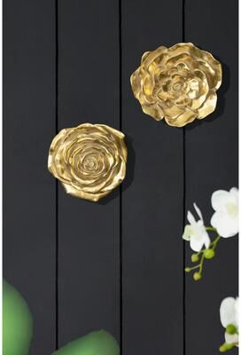 Ostweer Modern Rose Hanging Wall Accents Floral Wall Decorations, Suitable for Living Rooms, Hallways and Bedrooms, Gold