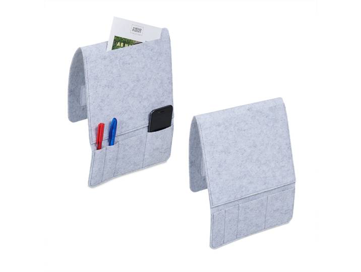 Betttasche mit 5 Fächern 2er-Set Grau