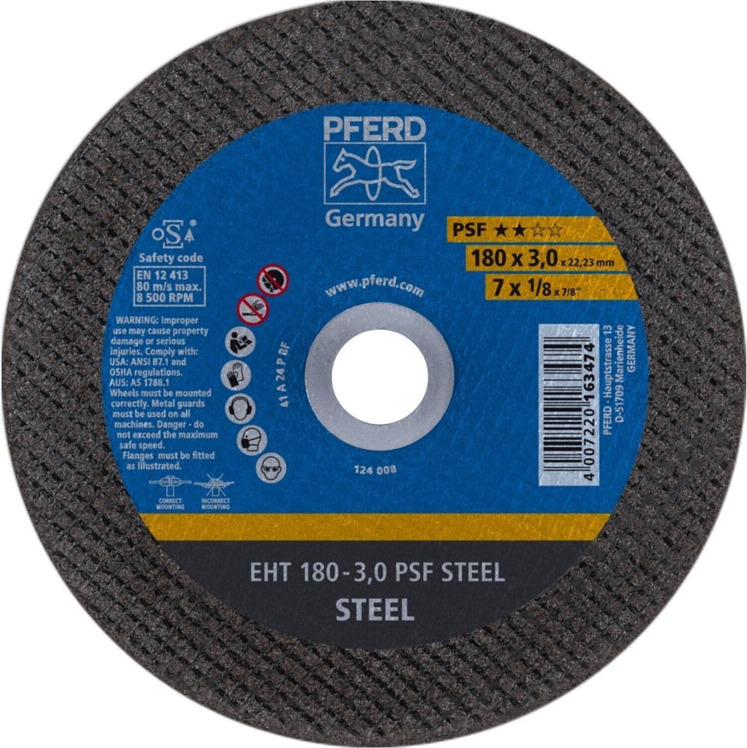 Pferd Trennscheibe gerade A24PPS 178x3mm (61726222)