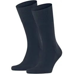FALKE Herren Socken 2er Pack - Airport, Kurzstrumpf, Freizeit- und Business-Socken, Unifarben Space Blue / 47-48