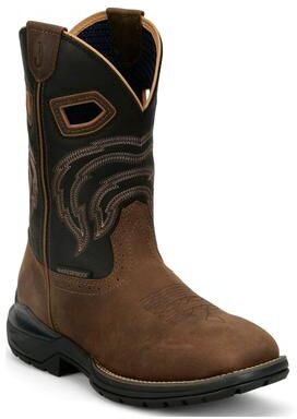 "Justin Boots Warhawk 11"" Square Soft Toe - Mens 10 Brown Boot D"