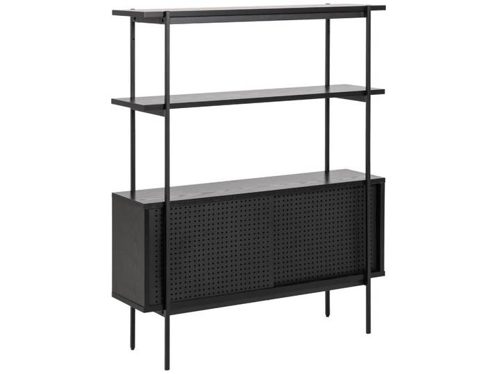 Regalelement, Schwarz, Metall, Holzwerkstoff, 94x113.8x27 cm, Reach, Wohnzimmer, Regal, Bücherregale